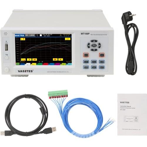8 Channels Temperature Recorder with 5-inch IPS Display Bar Curve Chart -200℃~1820℃ Industrial Temperature Data Logger WT100P-8