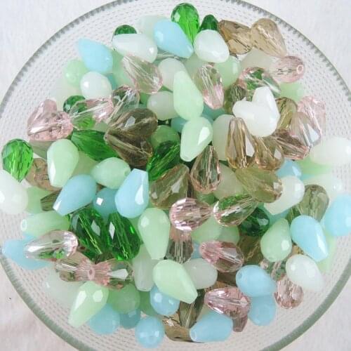 Free Shipping 10*15mm Mixed Color Drop Faceted Loose Crystal Glass Charm Beads 30pcs/lot CR-12