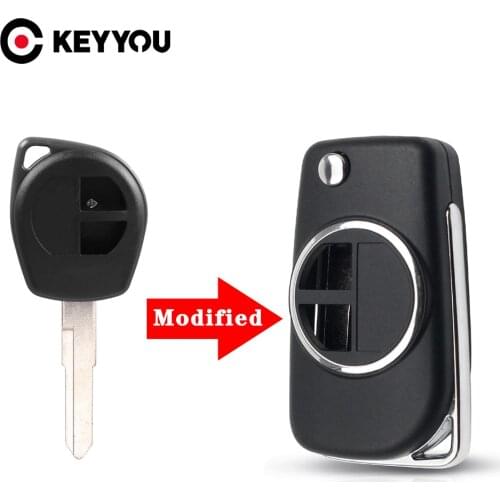 KEYYOU For Suzuki SX4 Swift Grand Vitara Black Key Fob Cover Modified Flip Key Case Cover Replacement Housing Case HU133R Blade