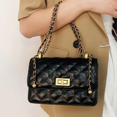 Black Chain Crossbody Bags for Women Leather Shoulder Bag Female Handbasgs Sac A Main Luxury Designer Brand Flap Bag Girls 2021