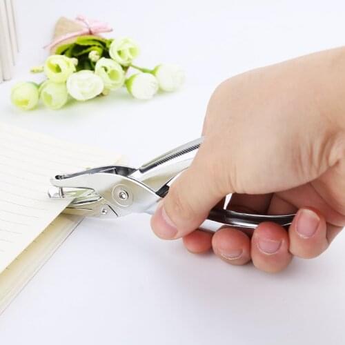 School Office Metal Single Hole Puncher Hand Paper Punch Scrapbooking Punches 6 Pages 3mm U4LD