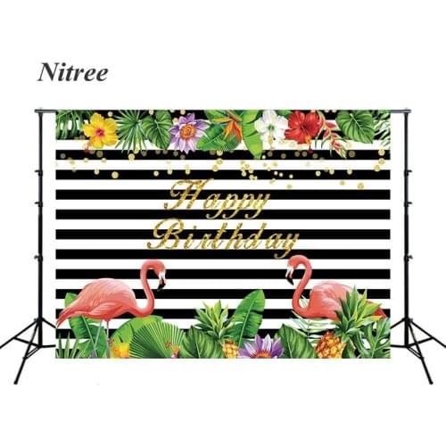 Birthday Photography Background Flamingo Forest Flowers Backdrop Decor Photocall Backdrop Photo Studio