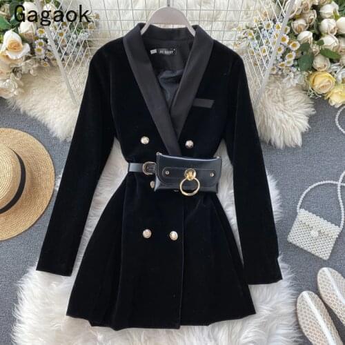 Gagaok Woman Dress 2020 Spring Autumn New V Neck England Style Solid Button Mini Dresses Slim A Line Fashion Wild Vestidos