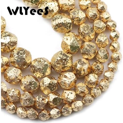 Faceted Round 14 Gold Hematite Beads Natural Stone Charms Spacer Loose Bead for Jewelry Making DIY Bracelet Necklace 6 8 10 12mm