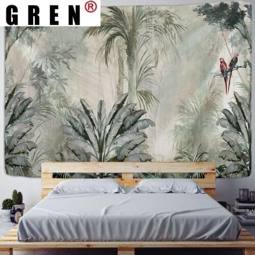 GREN Tapestry Tropical Plant Banana Wall Hanging Mural Background Wall Rugs Beach Towel Fabric Blanket Dorm Living Home Decor
