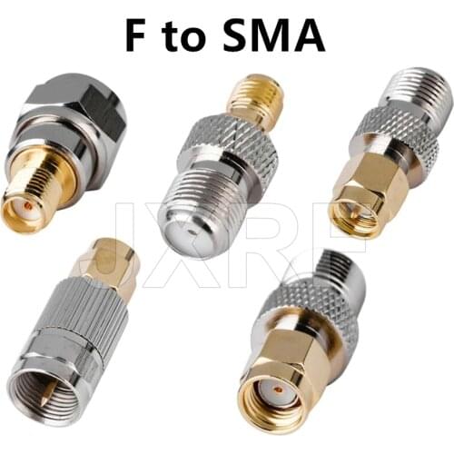 JXRF connector 2pcs RF coaxial coax adapter F Type Female Jack to SMA Male Plug Straight F connector to SMA Connector