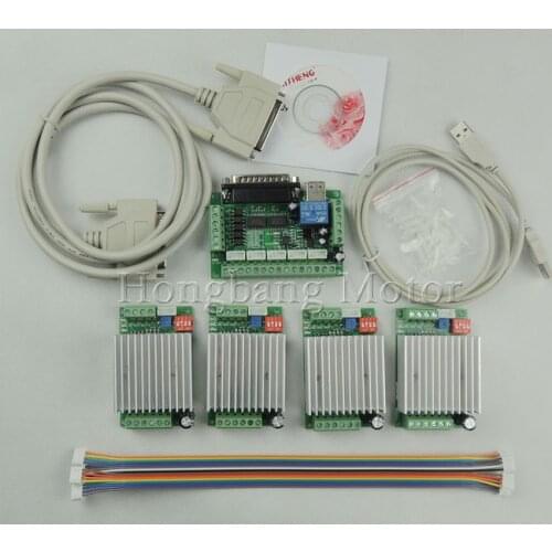 CNC mach3 Router 4 Axis Kit,TB6600 3 Axis Stepper Motor Driver Controller kit 4.5A + one 5 axis breakout board for nema23 motors