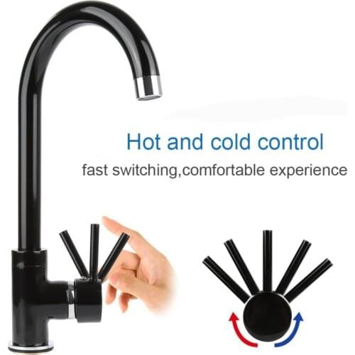 Kitchen Faucet 360 Rotate Black Splashproof Mixer Faucet For Kitchen Rubber Design Hot And Cold Deck Mounted Crane For Sinks HWC