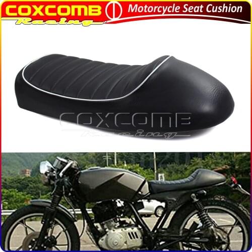 Motorcycles Black/Brown Leather Soft Waterproof Hump Retro Seat Cushion Saddle Cover Universal For Honda CG125 Cafe Racer