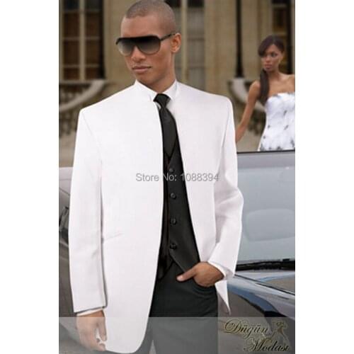 2016 New Arrival Wedding Men Suit Stand Collar Groom Tuxedos Best Man Suit Bridegroom Mens Wedding Suits (Jacket+Pants+Vest+Tie