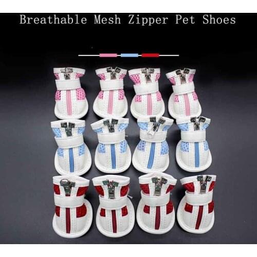 LeChong Pet Shoes Puppy Non-slip Breathable Mesh Dog Boots Velcro Zipper Dog Fashion Sneakers Teddy Small And Medium Dog