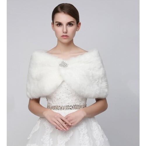 Wholesale Colorful Ackets Faux Fur Bolero Bridal Shawl Wraps Shrug Winter Wedding for women Fur Coat Evening Dress Shawl