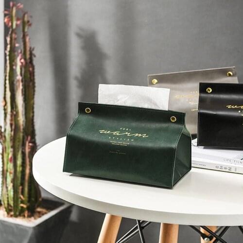 Distinctive Creative PU Leather Tissue Box Holder Container Case Home Car Napkin Paper Towel Case Pouch Container Home Decor