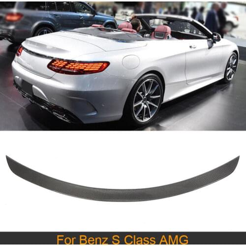 Carbon Fiber Rear Trunk Wing Spoiler for Mercedes Benz S-Class AMG Convertible 2-Door 2016-2018 Rear Trunk Boot Lip Spoiler Wing
