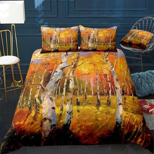 Birches in sunlight Quilt Cover Pillowcase 3Piece Comforter Bedding Set With Pillow Case Single Double Duvet Cover Home Decora
