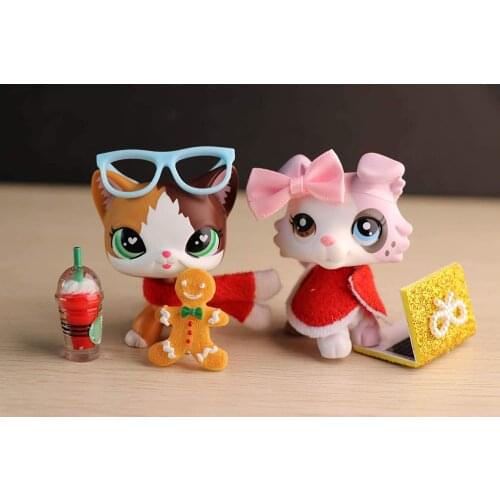 Pet Shop Custom Meow Shorthair Cat and Ice Cream Collie Different Eyes with Accessories Lot Christmas Kids Xmas Gift