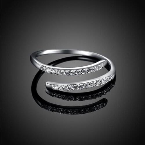 SILVERHOO 925 Sterling Silver Ring For Women Adjustable Simple Zircon Women Rings Female Fine Silver Jewelry Accessoies Gift