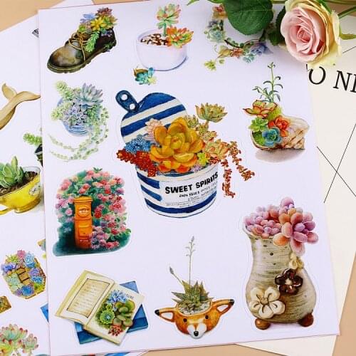 15pcs Creative kawaii cute Self-made More flesh green plants 2 stickers / trolley case / computer notebook stickers/Luggage