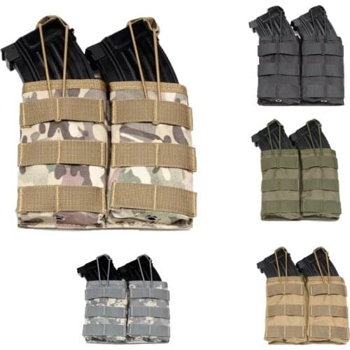 Tactical Magazine Pouch Holder MOLLE Double Open-Top Mag Pouch AK M4 M16 AR15 5.56 Magazines Rifle Airsoft Paintball Accessories