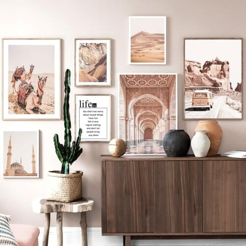 Camel Mountain Dune Corridor Wall Art Canvas Painting Nordic Posters And Prints Landscape Wall Pictures For Living Room Decor