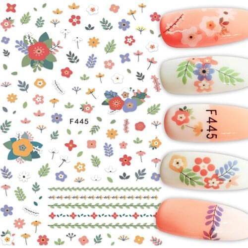 Spring Simple Green Theme Thin 3D Decal Sticker Flower Leaf Tree Summer DIY Slider For Manicuring Nail Art Deroation Stickers
