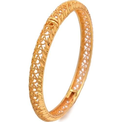 Wando 1Pcs/lot Bangles Dubai Gold color Bangles For Women Bangle&Bracelet Africa Jewelry Ethiopian Bride Halloween Africa Gift