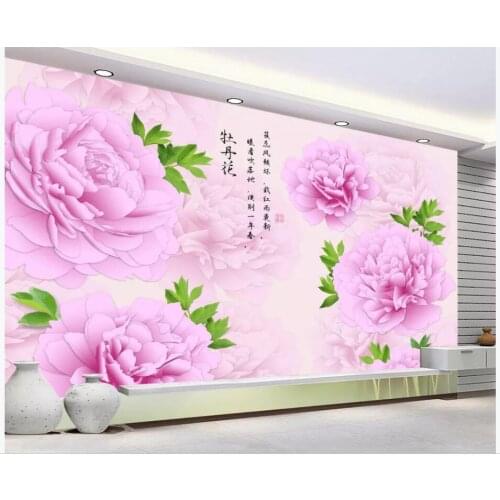 WDBH Custom mural 3d wallpaper Chinese style beautiful peony flower decor 3d wall murals wallpaper for walls 3 d living room