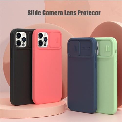Camera Lens Protection Case on For iPhone 12 Mini11 Pro Max XS XR X 8 7 Plus SE 2020 Lens push and Pull Liquid Silicone Cover