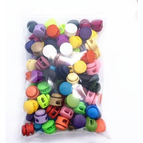 50pcs Clasp Double Hole Colorful Spring Cord Lock Elastic Adjustment Buckles Bell Tightening Buckle Fasteners Locks Sewing Tool