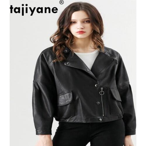 Tajiyane Plus Size 3xl Real Genuine Leather Jacket Sheepskin Coat Korean Vintage Moto Female Coats Spring Autumn PY0208 WPY355