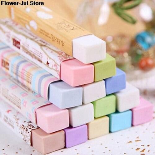 1 Pcs Kawaii Eraser Candy Color Rubber Eraser Cartoon Cube Eraser Student Writing Drawing Stationery
