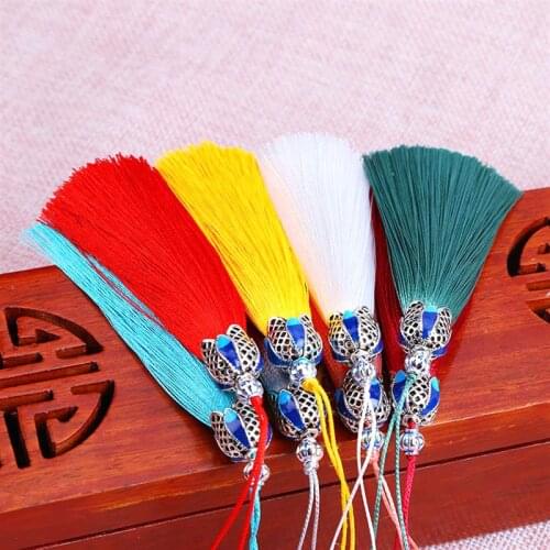 5Pcs/Pack Vertical Ice Silk Tassel Galan Crown Alloy Hanging Jewelry Enamel tassel Mobile Case Pendant Decoration DIY Handmade