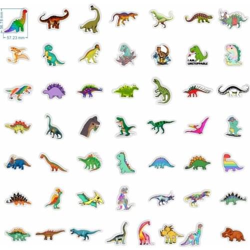 50PCS Cute Cartoon Dinosaur 2021 Stickers DIY Phone Snowboard Laptop Luggage Fridge Guitar Graffiti Waterproof Classic Stickers
