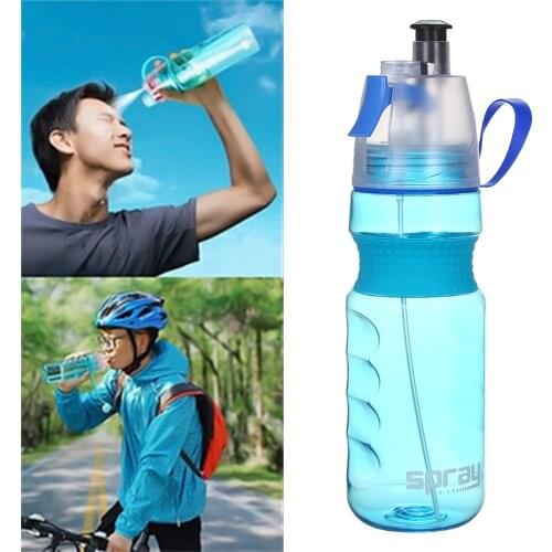 800ML Sports Water Bottle Insulated Mist Spray Bottle Ice Drinking Bottle Outdoor Drinking kettle Bottles for Walking Running