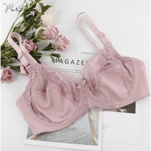PariFairy Women Sexy Lace Bra Underwire Gather Adjustment Lingerie Unlined Push Up Bras Underwear Big D DD E Cup Plus Size 38-48