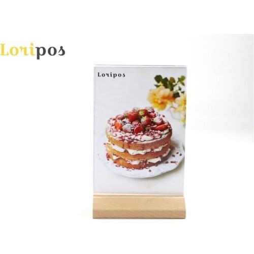 A5 Wooden Advertising Poster Display Stand 148*210mm Paper Label Holder Table Sign Menu Stand POP Photo Picture Frame Acrylic