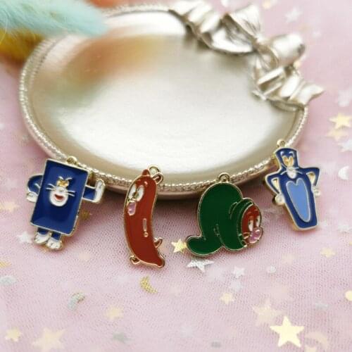 10pcs Enamel Cat Mouse Charms Oil Drop Metal Cartoon Animals Pendants DIY Necklace Earring Bracelet Jewelry Accessories FX571