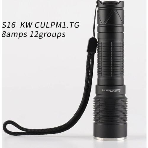 Convoy S16 flashlight with KW CULPM1.TG 8amps 12 groups 21700 flashlight