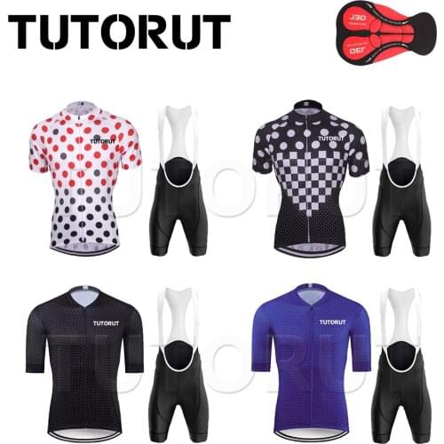 TUTORUT Cycling Jersey Men Short Sleeve Cycling Sets Mountain Bicycle Shirts Road Racing Bike Clothing Bib Shorts Ropa Ciclismo
