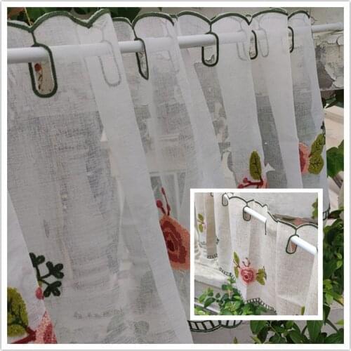 Wool embroidered tulle short curtain. Shading curtain head. Decorate cabinet curtain, bedroom door curtain. The coffee curtain