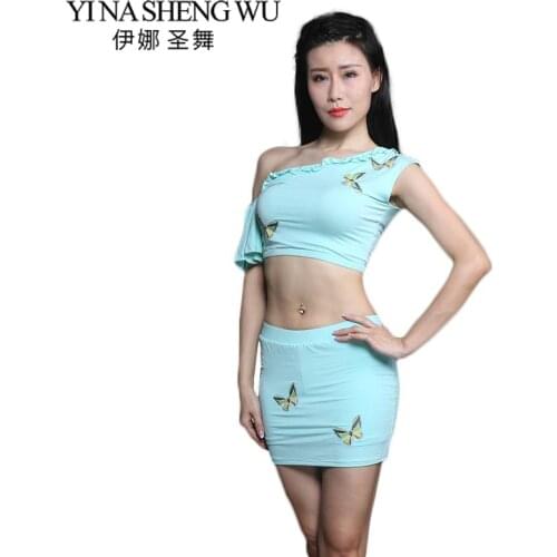 Belly Dance Costumes New Spring And Summer Sexy Practice Clothes Modal Dance Practice Performance Clothing 2Pcs Set (Top+Skirt)