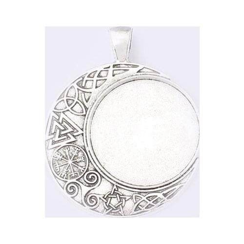 10PCS Round Blank Cabochon Settings Moon Charms Pendant for Jewelry Making Necklace Accessories Findings 47*37.5mmmm