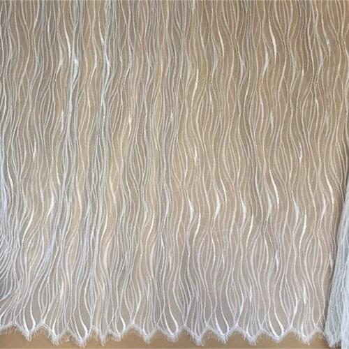 Wide 150cm length 300cm / lot french eyelash lace fabric diy bridal wedding dress accessories craft material