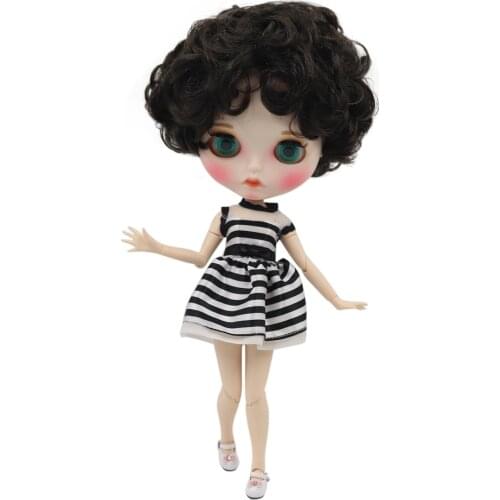 ICY DBS Blyth doll nude 30cm joint body with white skin and short curly hair and matte face BL950