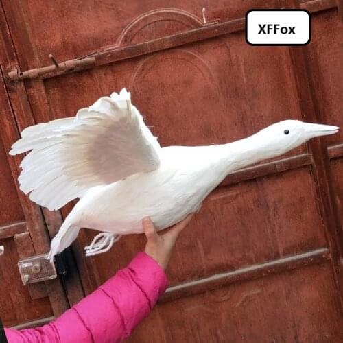 Big simulation white Wild goose model foam&feather real life wings wild goose bird doll gift about 60x80cm xf0996