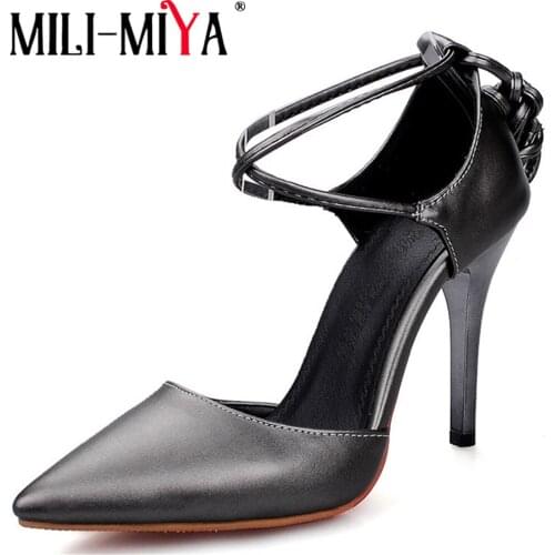 MILI-MIYA Womens D'Orsay & Two-Piece Sexy Thin High Heels Lace-Up Pointed Toe Dress Party Shoes Handmade Plus Size 34-45