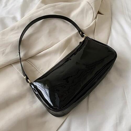 Fashion French Style Baguette Shoulder Bags for Women PU Leather Black Handbag Armpit Bag Clutch Female Purse