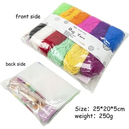 Latch Hook Rug Yarn Kits for Beginners Supplies Carpet Making Sewing Kit