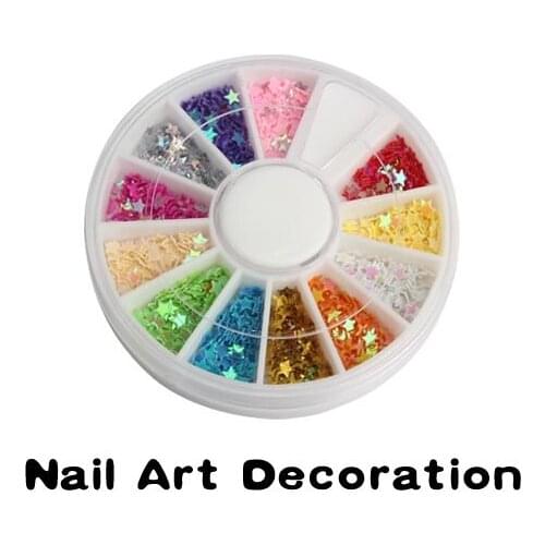 Nail Art UV Acrylic Tips Star Flake Glitters Decoration Multicolor Wheel