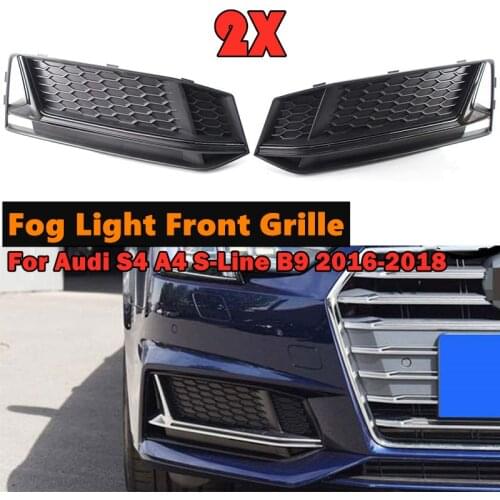 A Pair Car Front Fog Light Grille Grill Cover Honeycomb Mesh Style For Audi S4 A4 S-Line B9 2016-2018 Front Bumper Light Grills
